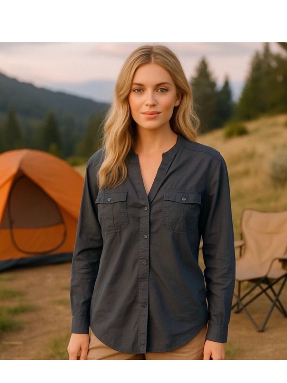 JAMES PERSE WOMENS DARK GRAY RIPSTOP UTILITY BUTTON DOWN NWT